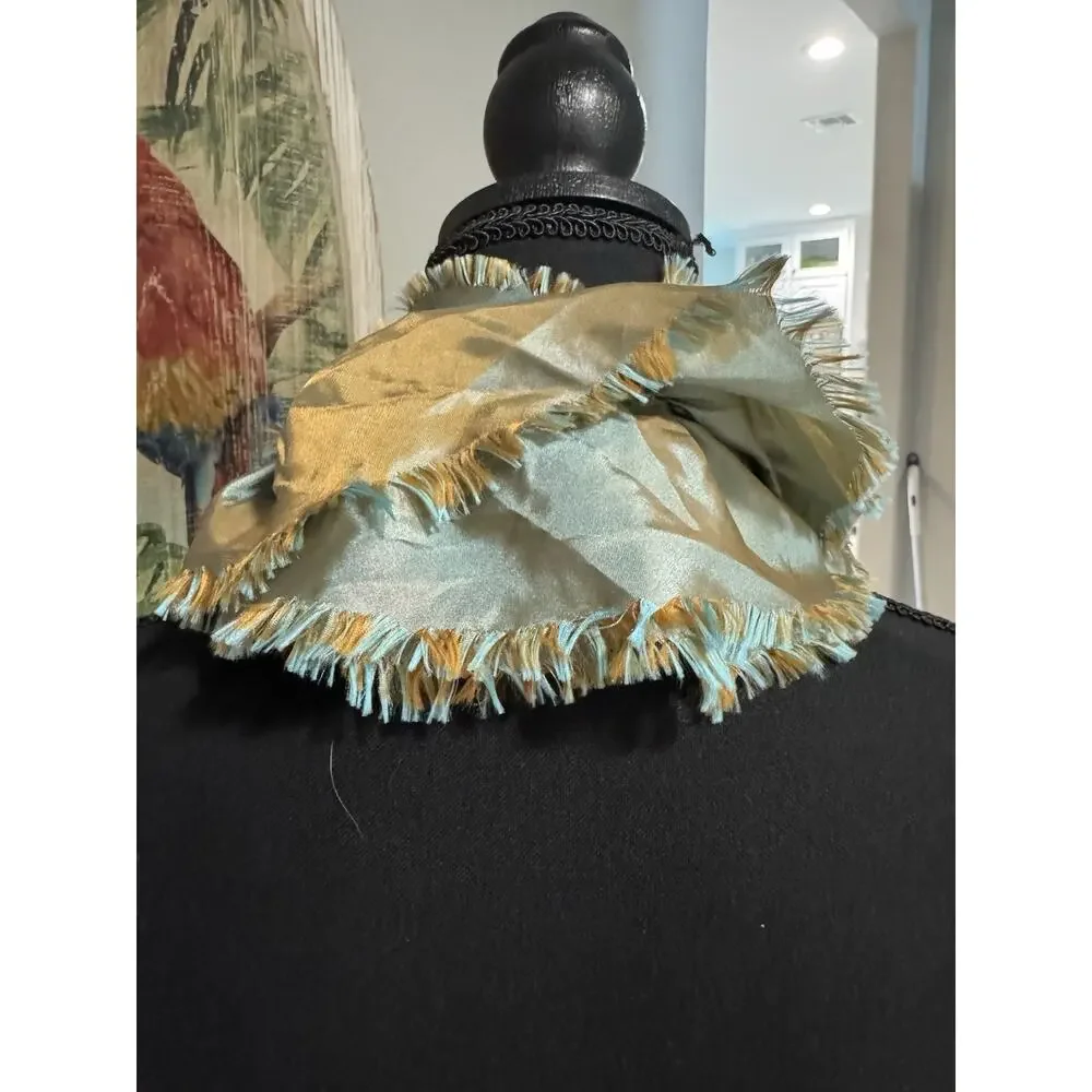 Stunning Vintage Boutique Frayed Petal Ruffled Silk Scarf